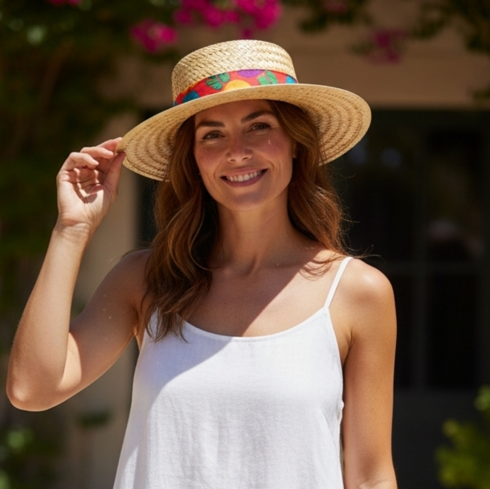 2 For $10 Beach Hat with Tropical Design Multicolor Band
